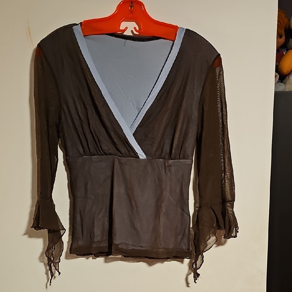 Elegant Brown Sheer Women's Top - Picture 1 of 2